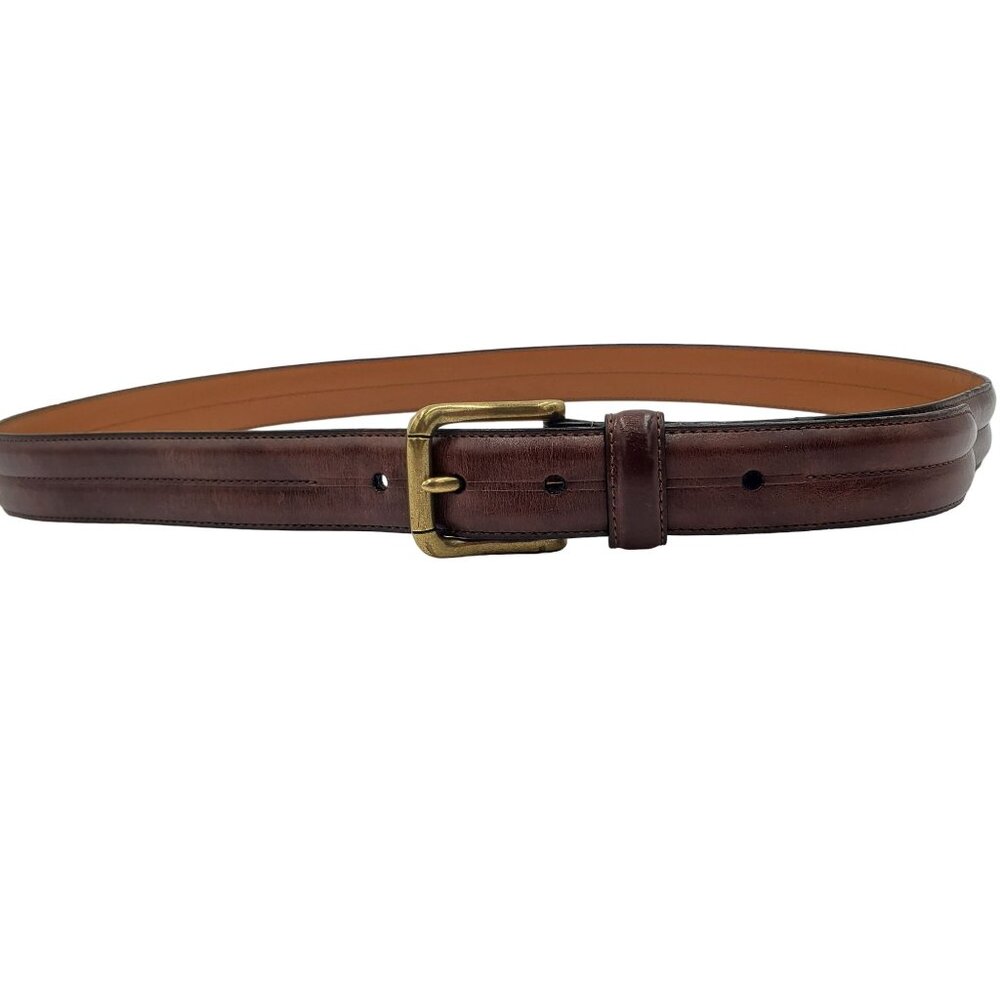 Chaps Belt Men's size 40 Brown leather Dress gold tone buckle  Casual Cowhide - Picture 11 of 13